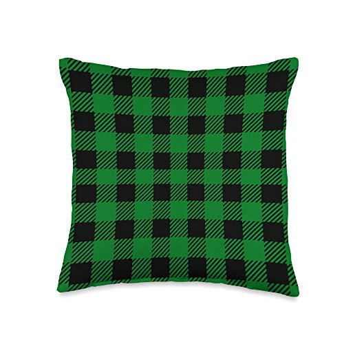 Green Buffalo Plaid Pattern Buffalo Green Plaid Patterns Throw Pillow  16x16  Multicolor