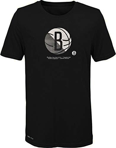 NBA Youth 8-20 Team Color Primary Split Logo Dri-Fit T-Shirt  Large  14-16   Brooklyn Nets Black