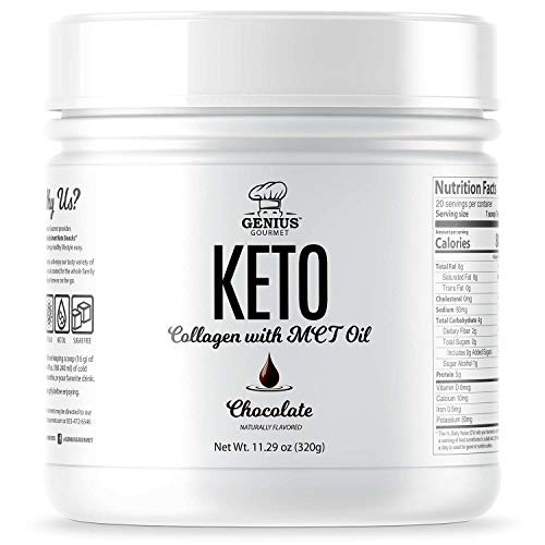 Genius Gourmet Keto Collagen Powder with MCT Oil - Hydrolyzed Collagen Type I and III  Grass-Fed  Sugar-Free  Use in Coffee and Shakes  20 Servings  Chocolate Genius Gourmet Keto Collagen Powder with MCT Oil - Hydrolyzed Collagen Type I and III  Grass-Fed  Sugar-Free  Use in Coffee and Shakes  20 Servings  Chocolate