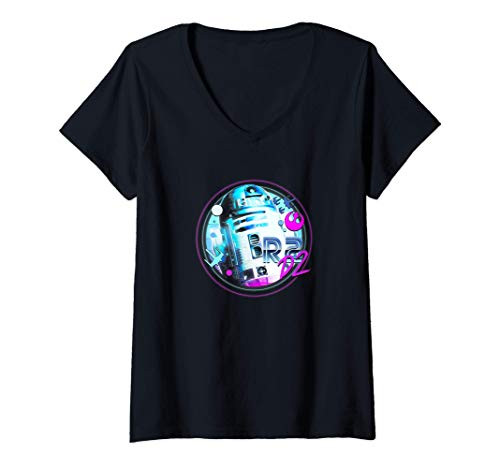 Womens Star Wars R2-D2 Spray Paint Transparent Circle V-Neck T-Shirt