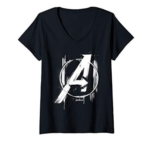 Womens Marvel Avengers Game Paint Logo V-Neck T-Shirt