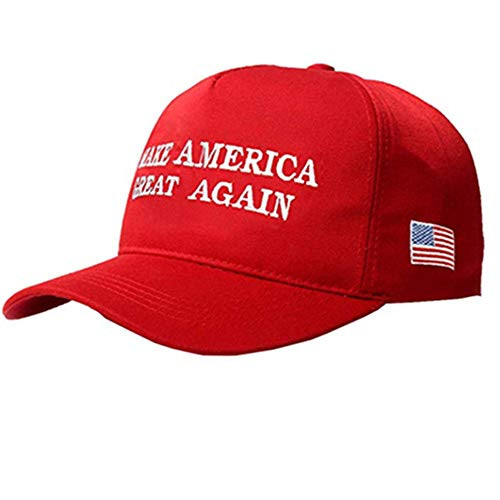 MAGA Hat Make America Great Again Donald Trump Slogan with USA Flag Cap Adjustable Baseball Hat All Cotton Made Unisex (Red)
