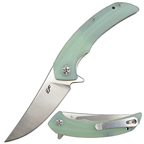 Eafengrow EF965 Folding Knife D2 Steel Blade G10 Handle with Pocket Clip EDC Tactical Knife Flipper Knife for Camping Tactical Hiking Survival Outdoor  Jade