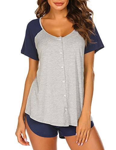 Ekouaer Women's Pajama Set Short Sleeve Sleepwear Soft Pj Set Top and Shorts Pajamas