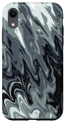 iPhone XR Black White Gray Paint Splatter Swirl Liquified Designer Case