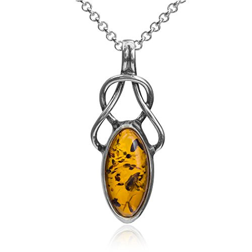 Ian and Valeri Co. Light Amber Sterling Silver Celtic Pendant Necklace Chain 18" Ian and Valeri Co. Light Amber Sterling Silver Celtic Pendant Necklace Chain 18"