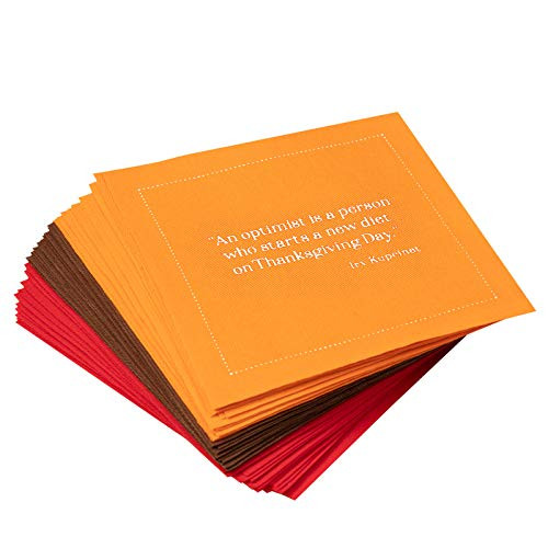 Signature Napkins Thanksgiving Quotes Napkins  Orange  Brown  Red  4.5 x 4.5  100% Cotton  50 x Pack  Single Use Napkins  Party  Events  Holiday