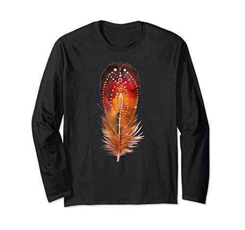Southwest Native American Indian Paint Art Colorful Feather Long Sleeve T-Shirt