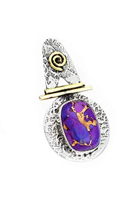 Purple Copper Turquoise Sterling Silver Two Tone Pendant  Unique Turquoise Pendant Purple Copper Turquoise Sterling Silver Two Tone Pendant  Unique Turquoise Pendant