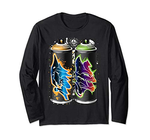 Graffiti Fat Cap Spray Paint Cans - The Pillars of Urban Art Long Sleeve T-Shirt