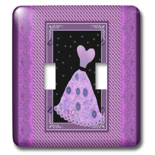 3dRose lsp_30217_2 Purple flowered dress with stars and striped and damask ribbon frames Toggle Switch Multi-Color 3dRose lsp_30217_2 Purple flowered dress with stars and striped and damask ribbon frames Toggle Switch Multi-Color