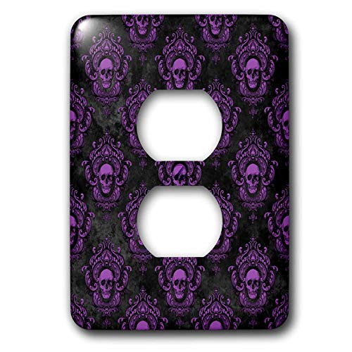 3dRose Purple and Black Framed Skulls Gothic Pattern - Light Switch Covers  lsp_338011_6