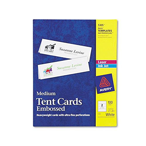 Avery 5305 Laser Inkjet Tent Cards Medium Perf 2-1 2-Inch x8-1 2-Inch 100 BX WE