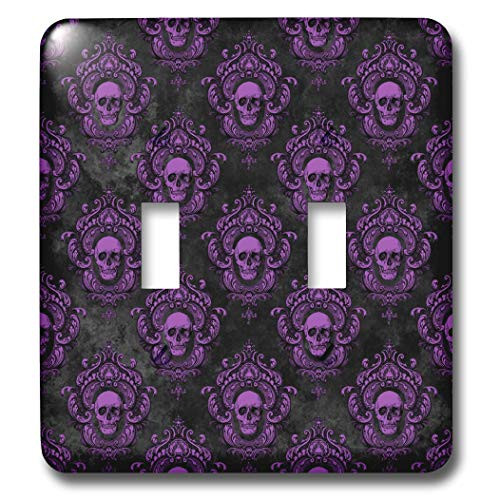 3dRose Purple and Black Framed Skulls Gothic Pattern - Light Switch Covers  lsp_338011_2
