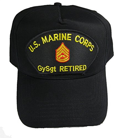 U.S. MARINE CORPS GYSGT RETIRED HAT with Gunnery Sergeant Rank In The Center cap - BLACK - Veteran Owned Business U.S. MARINE CORPS GYSGT RETIRED HAT with Gunnery Sergeant Rank In The Center cap - BLACK - Veteran Owned Business