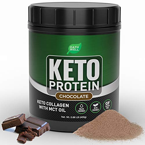 Keto Collagen Protein Powder with MCT Oil - Chocolate Flavor Keto Powder Protein Shake - Lactose Free  Gluten Free  Soy Free  Low Carb Keto Protein Powder - Satisfying Keto Meal Replacement