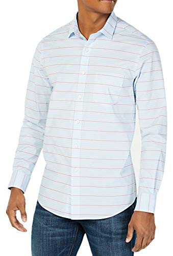 Club Room Mens Preston Striped Performance Button-Down Shirt Blue L