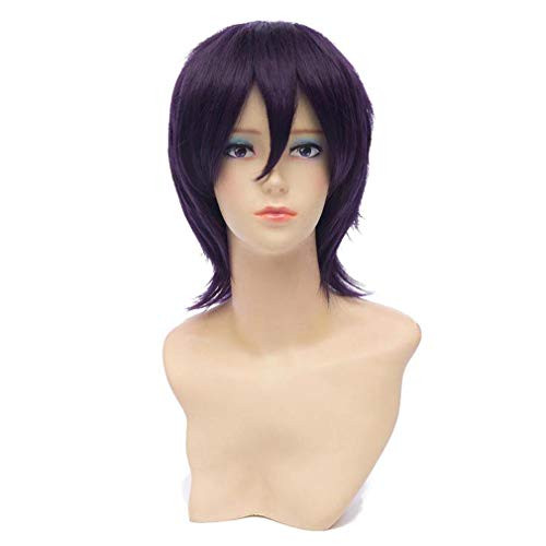 Baisheng Noragami Yaboku God Yato Short Straight Purple Black Cosplay Wigs Anime Character Costume Wigs Synthetic Fibre Full Hair Heat Resistant Wigs For Women  30cm-Purple black