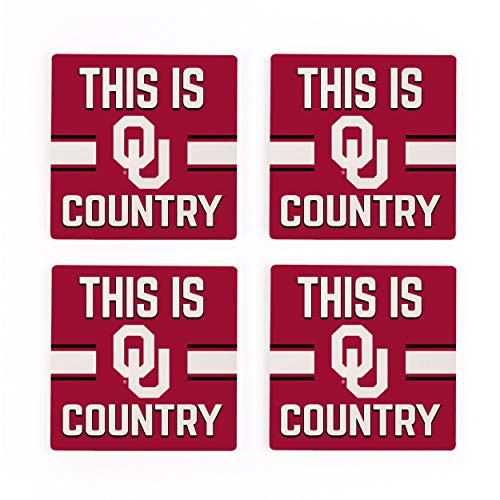This is University of Oklahoma Sooners NCAA 4 x 4 Absorbent Ceramic Coasters Pack of 4