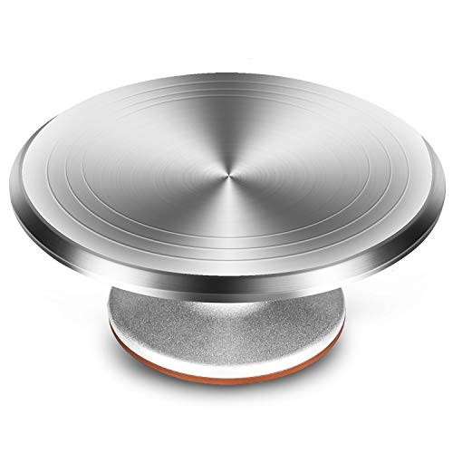 Gonioa 12 Inch Revolving Cake Turntable  Aluminium Alloy Rotating Stand for Cake  and  Cupcake  Dessert Decorating Display Tool with Smooth Bearing and Non-slipping Bottom  Baking Cake Decoration Supplies