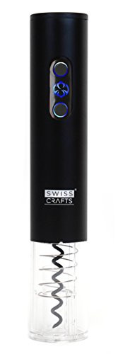 Swiss Crafts Rechargeable Electric Wine Opener  Cordless Battery Powered Wine Bottle Opener  BLACK