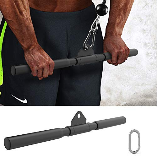 DOHOO Straight Bar Cable Attachments for Gym  LAT Pull Down Bar Cable Accessory Rowing Handle with Hook