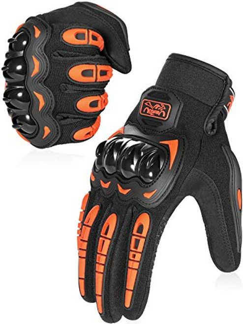 COFIT Motorcycle Gloves for Men and Women  Full Finger Touchscreen Motorbike Gloves for BMX ATV MTB Riding  Road Racing  Cycling  Climbing - Orange M