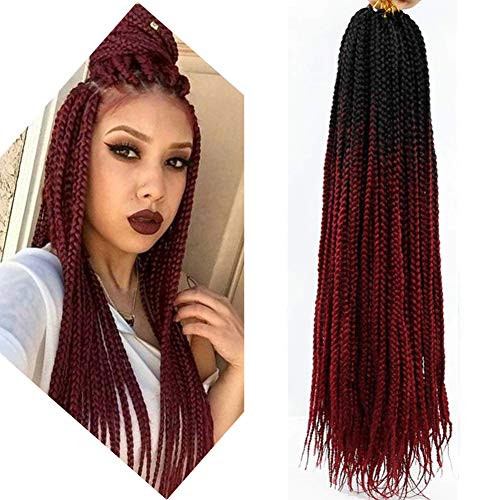 6 Packs Box Braids Crochet Hair Crochet Box Braids Pre-looped Synthetic Hair Crotchet Box Braids Hair 22 Inch