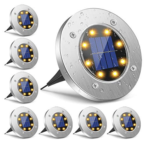 Solar Lights Outdoor Disk Lights LED Garden Lights Solar Powered Waterproof In-Ground Outdoor Landscape Lights for Patio Pathway Garden Lawn Yard Driveway Deck Walkway Solar Ground Lights 8 Packs Solar Lights Outdoor Disk Lights LED Garden Lights Solar Powered Waterproof In-Ground Outdoor Landscape Lights for Patio Pathway Garden Lawn Yard Driveway Deck Walkway Solar Ground Lights 8 Packs
