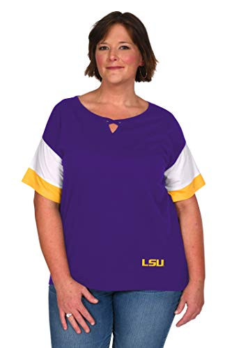 UG Apparel NCAA LSU Tigers Criss-Cross Colorblock Top  Purple  Medium