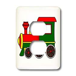 3dRose lsp_25418_6 Cute Train Red Green Yellow Outlet Cover