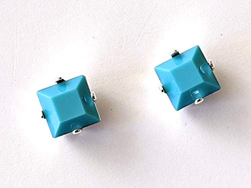 Turquoise Crystal Earrings Swarovski Silver Blue Square Stud Jewelry Turquoise Crystal Earrings Swarovski Silver Blue Square Stud Jewelry