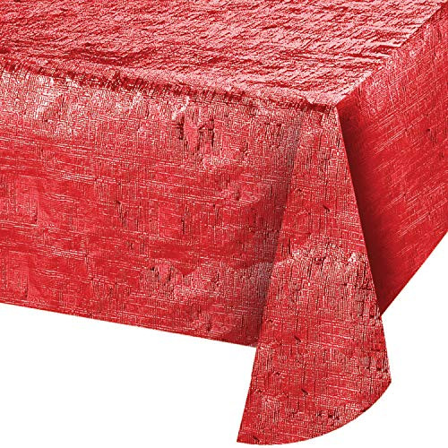Metallic Red Tablecloths  3 ct