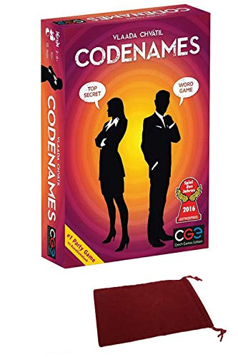 Codenames Board Game   Code Names Cooperative Spy Boardgame for Adult Family Friend   Party Codeword Secret Agent Game Bundle with Chessex Drawstring Bag