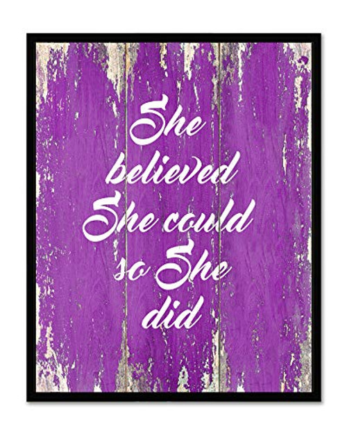 She Believed She Could So She Did - FRAMED - Quote Motivational Wall Art Canvas Print Home Decor Black Real Wood Frame Purple 7x9 She Believed She Could So She Did - FRAMED - Quote Motivational Wall Art Canvas Print Home Decor Black Real Wood Frame Purple 7x9