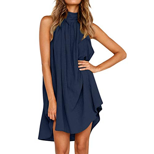 COOKI Women Casual Sleeveless T Shirt Dresses Beach Holiday Irregular Loose Mini Dress Summer Sundress Swing Party Dress Blue COOKI Women Casual Sleeveless T Shirt Dresses Beach Holiday Irregular Loose Mini Dress Summer Sundress Swing Party Dress Blue