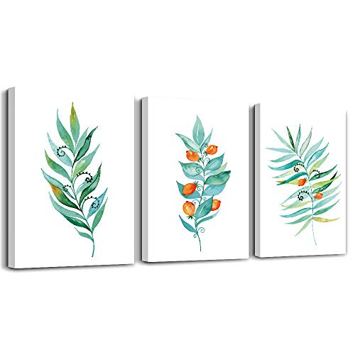 Green leaf plants flowers Watercolor painting canvas wall art for kitchen 3 piece bathroom wall decor for bedroom living room wall paintings canvas prints home decoration wall Artwork Hang a picture Green leaf plants flowers Watercolor painting canvas wall art for kitchen 3 piece bathroom wall decor for bedroom living room wall paintings canvas prints home decoration wall Artwork Hang a picture