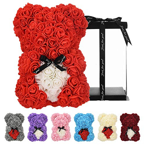 Rose Bear - mom gifts for Women gifts for birthday anniversary girlfriend gifts for Her Rose Teddy Bear Rose Flower Bear Girls Mothers mom Gifts Valentine Day Birthday Gifts - Rose Bear with Box  red Rose Bear - mom gifts for Women gifts for birthday anniversary girlfriend gifts for Her Rose Teddy Bear Rose Flower Bear Girls Mothers mom Gifts Valentine Day Birthday Gifts - Rose Bear with Box  red