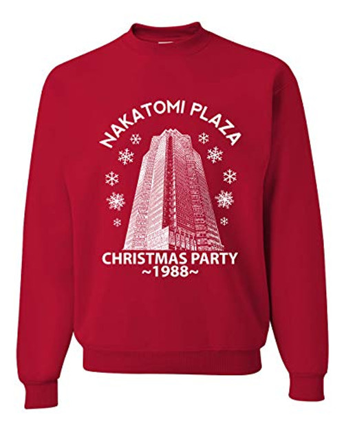 Nakatomi Plaza Christmas Party 1988 Classic McClane Die Hard Xmas Ugly Christmas Sweater Unisex Crewneck Graphic Sweatshirt  Red  Large Nakatomi Plaza Christmas Party 1988 Classic McClane Die Hard Xmas Ugly Christmas Sweater Unisex Crewneck Graphic Sweatshirt  Red  Large