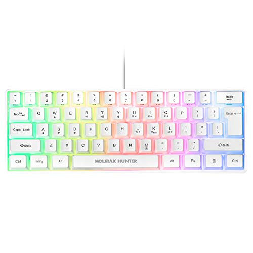 60% RGB Gaming Keyboard 61 Keys RGB Backlit Wired Gaming Keyboard Office Mini Keyboard for PC Mac Linux Laptop White
