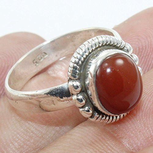 Solid 925 Sterling Silver Rings for Women  and  Girls  Sterling Silver Red Onyx Ring Halo Mothers Day Gift  Bridesmaid Gift  Handmade Jewelry