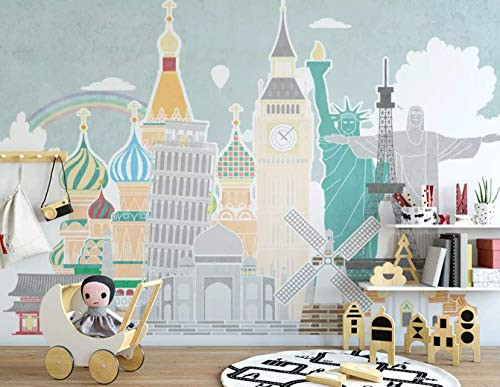 Muraviewall Blue Background Country Symbols Nursery Wallpaper Kids ...