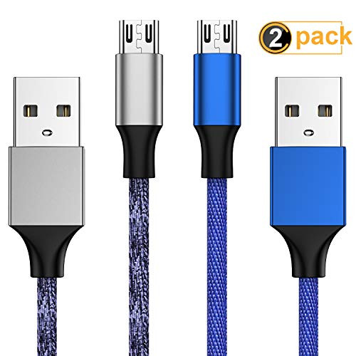Charger Cable for Xbox One Controller - 2 Pack 10FT Nylon Braided Micro USB 2.0 Charge and Play Data Sync Cord for Xbox One S/X, Playstation 4, dualshock 4 Controller, Samsung, Android Phone