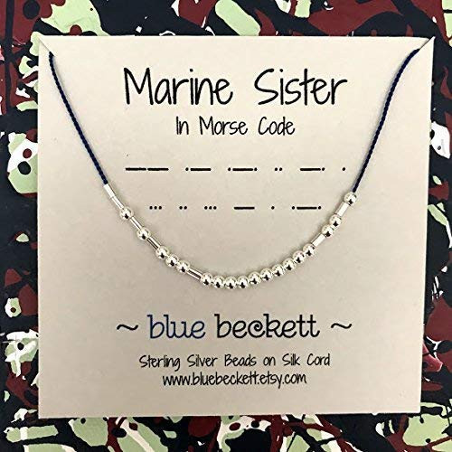 USMC"Marine Sister" Morse Code Necklace - Sterling Silver or Gold Filled USMC"Marine Sister" Morse Code Necklace - Sterling Silver or Gold Filled
