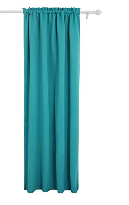 Deconovo Rod Pocket Room Darkening Shades Blackout Thermal Insulated Window Curtains for Nursery 1 Panel  52W x 95L Inch  Turquoise