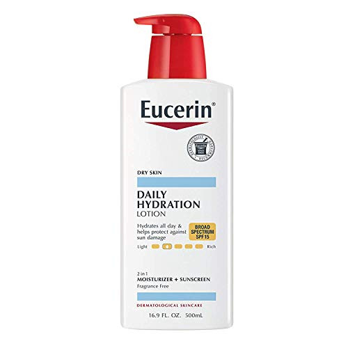 Eucerin Daily Hydration Moisturizer  and  Sunscreen Lotion  Fragrance Free SPF 15  16.9 oz  Pack of 2