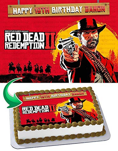 Cakecery Red Dead Redemption Edible Cake Image Topper Personalized Birthday Cake Banner 1 4 Sheet