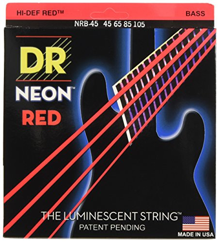 DR Hi-Def Neon Red Medium 4 String bass 45-105  NRB-45