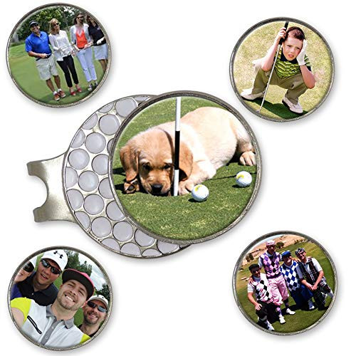 Indiana Metal Craft Golf Ball Hat Clip with Two Personalized Photo Image 1 inch Ball Markers Made in USA