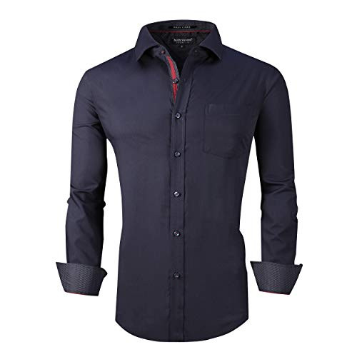 Alex Vando Mens Dress Shirts Wrinkle Free Regular Fit Stretch Bamboo Men Shirt Navy L Alex Vando Mens Dress Shirts Wrinkle Free Regular Fit Stretch Bamboo Men Shirt Navy L